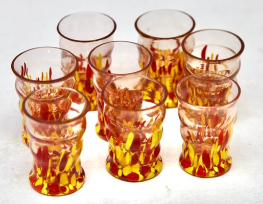 Murano Liqueur Shot Glasses and Decanter with Serving Tray, 1938, Set of 10-MJY-1448606