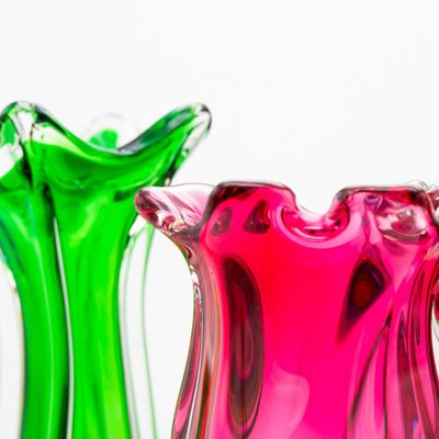 Murano Multi-Coloured Glass Vases, Italy, 1970, Set of 5-VDW-2044216