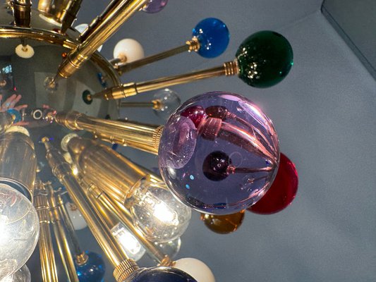 Murano Multicolored Glass Sputnik Chandelier with 51 Glasses, 1990s-FHZ-2021106