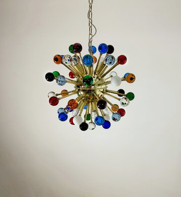 Murano Multicolored Glass Sputnik Chandelier with 51 Glasses, 1990s-FHZ-2021106