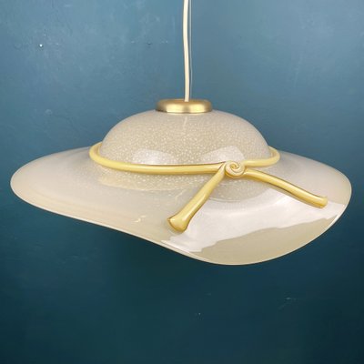 Murano Pendant Lamp in Shape of Wide Brim Hat, Italy, 1970s-WQC-1196173