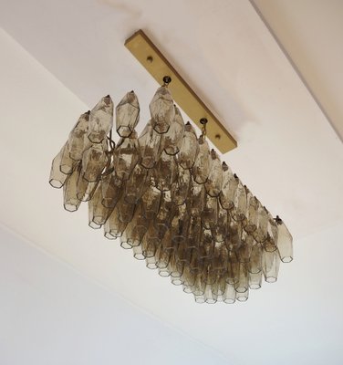 Murano Poliedri Chandelier by Carlo Scarpa with 84 Smoked Glasses, 1990s-FHZ-1824328