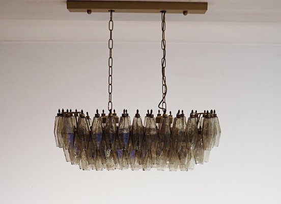 Murano Poliedri Chandelier by Carlo Scarpa with 84 Smoked Glasses, 1990s-FHZ-1824328