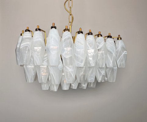 Murano Poliedri Chandelier with White Alabaster Glasses by Carlo Scarpa-FHZ-2041214