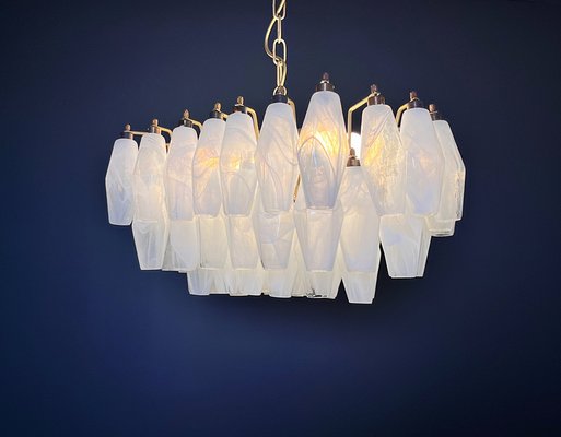 Murano Poliedri Chandelier with White Alabaster Glasses by Carlo Scarpa-FHZ-2041214