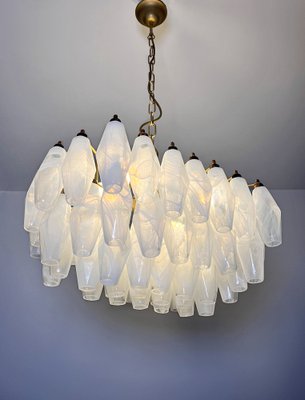 Murano Poliedri Chandelier with White Alabaster Glasses by Carlo Scarpa-FHZ-2041214