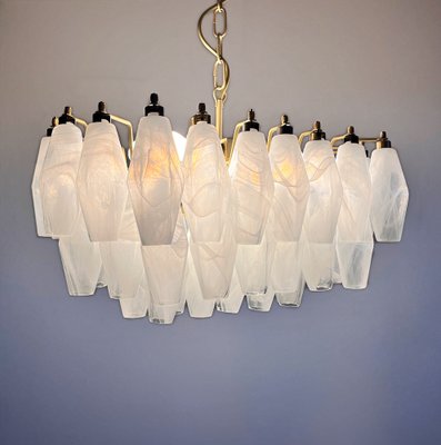 Murano Poliedri Chandelier with White Alabaster Glasses by Carlo Scarpa-FHZ-2041214