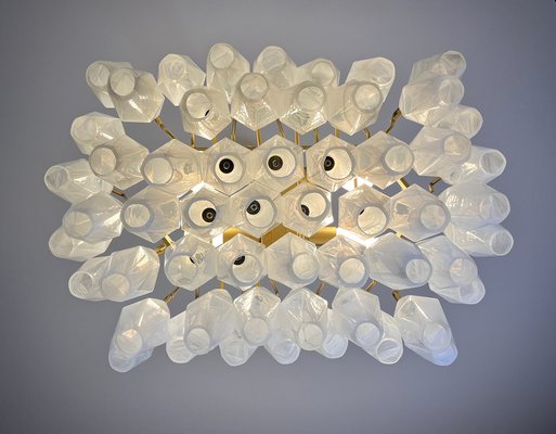 Murano Poliedri Chandelier with White Alabaster Glasses by Carlo Scarpa-FHZ-2041214