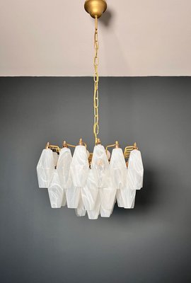 Murano Poliedri Chandelier with White Alabaster Glasses by Carlo Scarpa-FHZ-2041214