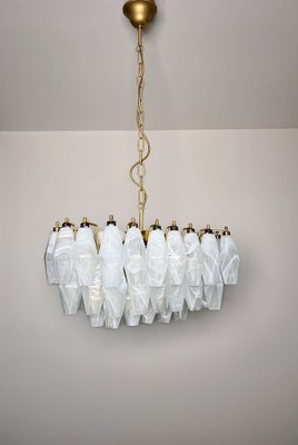 Murano Poliedri Chandelier with White Alabaster Glasses by Carlo Scarpa-FHZ-2041214