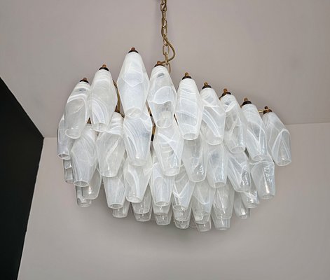 Murano Poliedri Chandelier with White Alabaster Glasses by Carlo Scarpa-FHZ-2041214