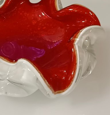 Murano Red and White Glass Ashtray, 1980-UH-1811741