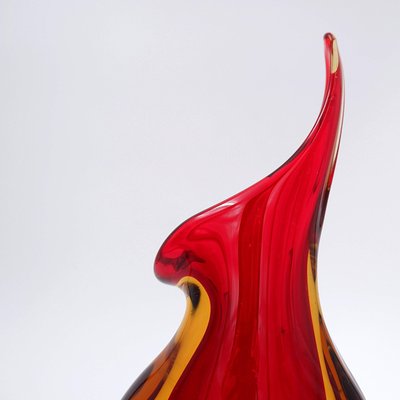 Murano Red Yellow Sommerso Art Glass Vase by Flavio Poli-NYF-2019135