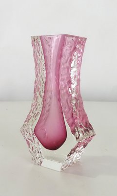 Murano Sommerso Ice Pink Faceted Vase by Mandruzzato-KT-1767767