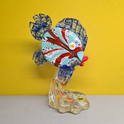 Murano Style Glass Fish on Pedestal, 1980s-VHW-1794641