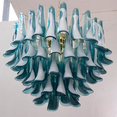 Murano Teal and White Glass Chandelier, 1990s-MPO-2019703