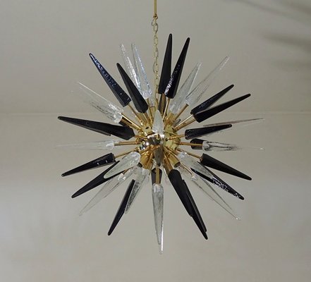 Murano Trasparent and Black Glass Sputnik Chandelier, 1990-FHZ-2023524