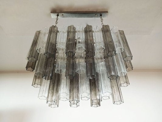 Murano Tube Chandelier with 62 Transparent and Smoked Glass, 1982-FHZ-695992