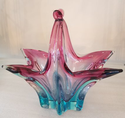 Murano Vase and Bowl with Handle, 1950s, Set of 2-QDP-665644