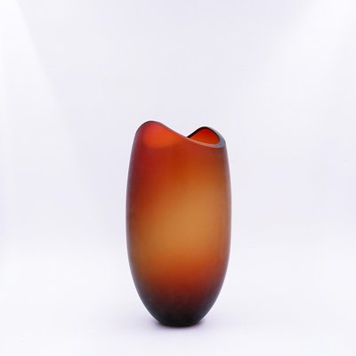 Murano Vase in Frosted Glass in Amber Brown-NYF-2019214