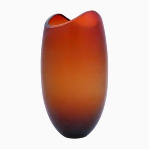 Murano Vase in Frosted Glass in Amber Brown-NYF-2019214