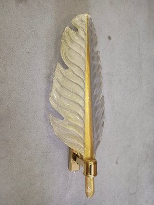 Murano White and Gold Glass and Brass Wall Light, 1980-UH-1804336