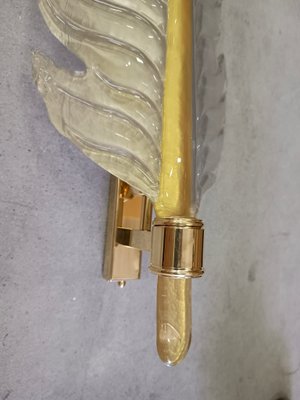 Murano White and Gold Glass and Brass Wall Light, 1980-UH-1804336