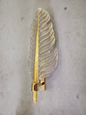 Murano White and Gold Glass and Brass Wall Light, 1980-UH-1804336