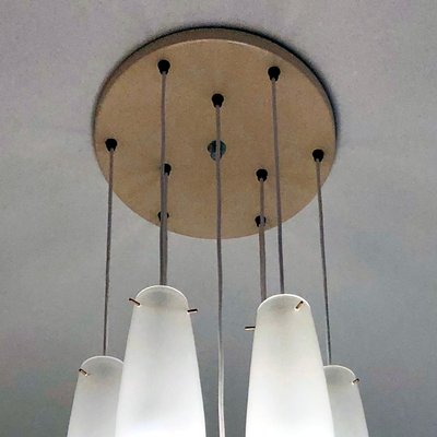 Murano White Glass Nine Tubes Chandelier by Alessandro Pianon for Vistosi, 1960s-HWV-1154981