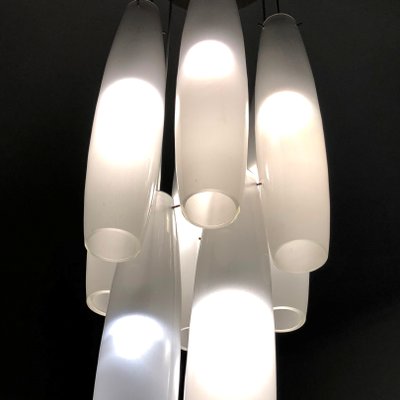 Murano White Glass Nine Tubes Chandelier by Alessandro Pianon for Vistosi, 1960s-HWV-1154981