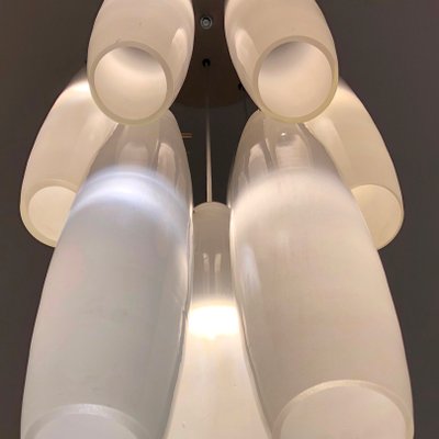 Murano White Glass Nine Tubes Chandelier by Alessandro Pianon for Vistosi, 1960s-HWV-1154981