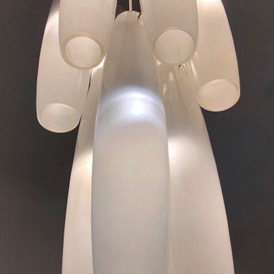 Murano White Glass Nine Tubes Chandelier by Alessandro Pianon for Vistosi, 1960s-HWV-1154981