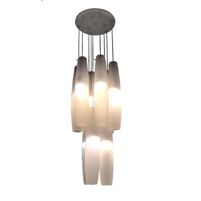 Murano White Glass Nine Tubes Chandelier by Alessandro Pianon for Vistosi, 1960s-HWV-1154981