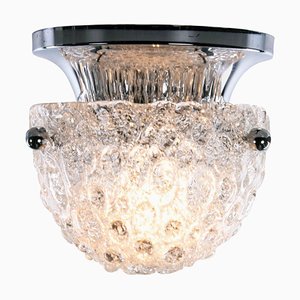 Mushroom Flush Mount in Murano Ice Glass & Chrome from Hillebrand, 1960s, Germany-DEK-932611