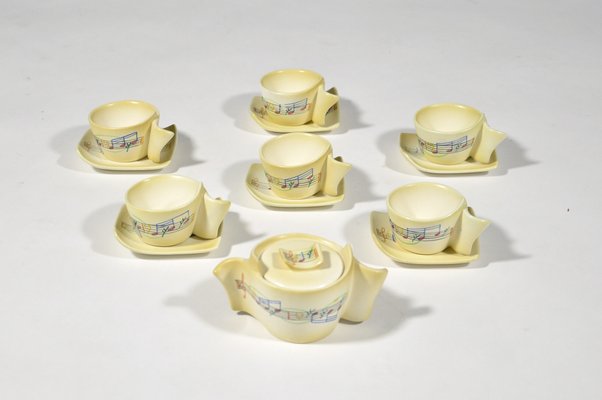 Music Coffee Service by Mario Sturani for Lenci Turin, 1940s, Set of 7-WG-1388664