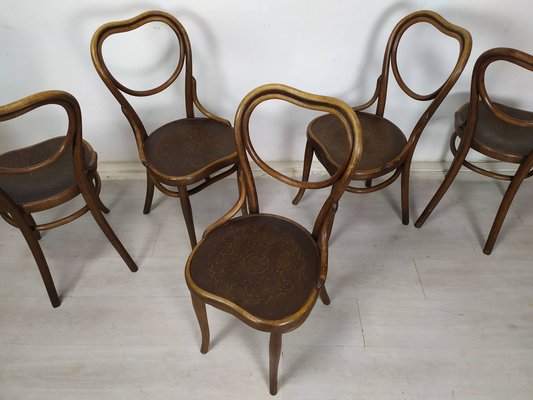 N28 Heart Chairs from Thonet, 1890s, Set of 5-EAD-1742709