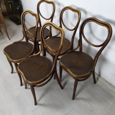 N28 Heart Chairs from Thonet, 1890s, Set of 5-EAD-1742709