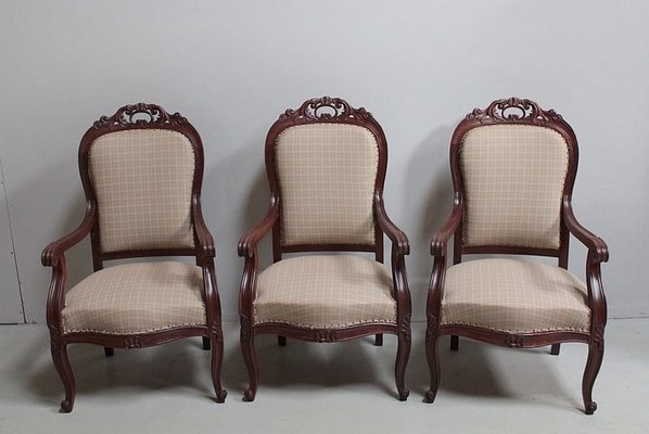 Napoleon III Armchairs, Set of 3-RVK-1111665