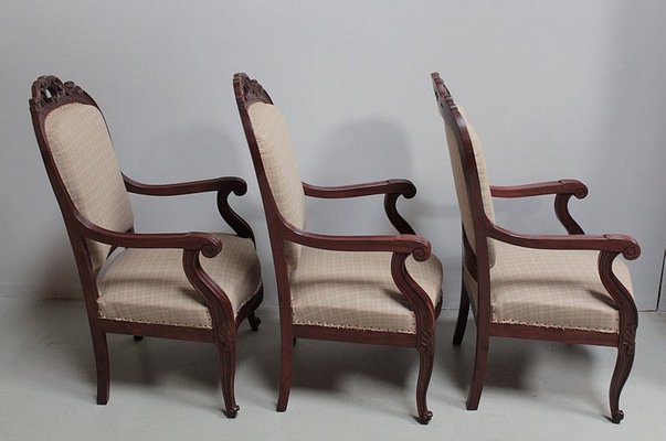 Napoleon III Armchairs, Set of 3-RVK-1111665