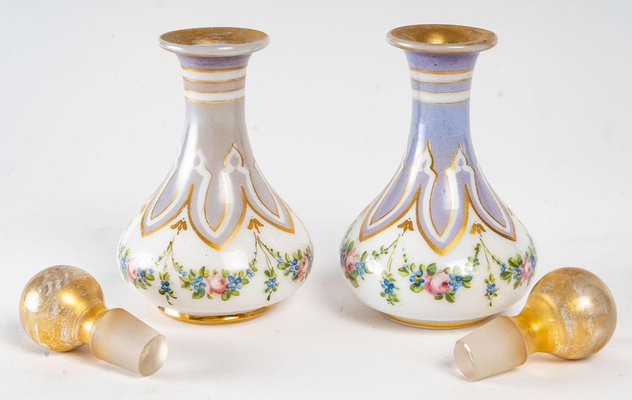 Napoleon III Bottles in Painted and Gilded Opaline, Set of 2-WFS-1580944