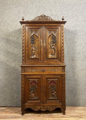 Napoleon III Breton Buffet Poulias House Cabinet in Oak-MWB-1396938