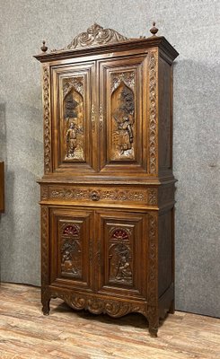 Napoleon III Breton Buffet Poulias House Cabinet in Oak-MWB-1396938