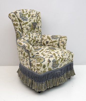 Napoleon III Brocade Armchairs, 19th Century, Set of 2-FER-1343493