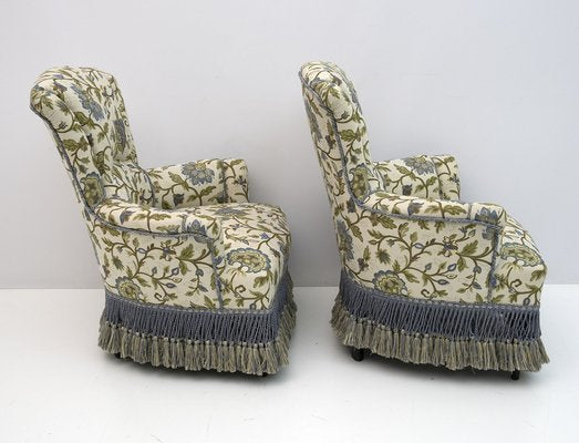 Napoleon III Brocade Armchairs, 19th Century, Set of 2-FER-1343493