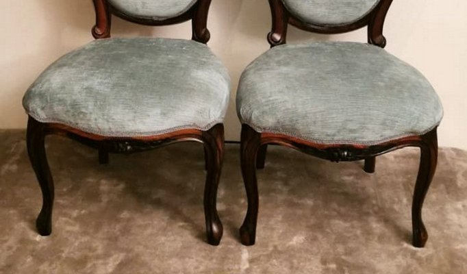 Napoleon III Carved Mahogany Side Chairs, Set of 2-QRS-726386