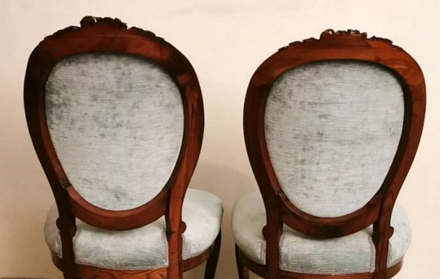 Napoleon III Carved Mahogany Side Chairs, Set of 2-QRS-726386