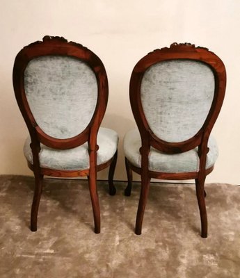 Napoleon III Carved Mahogany Side Chairs, Set of 2-QRS-726386