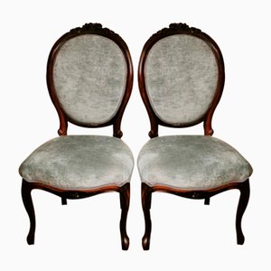 Napoleon III Carved Mahogany Side Chairs, Set of 2-QRS-726386