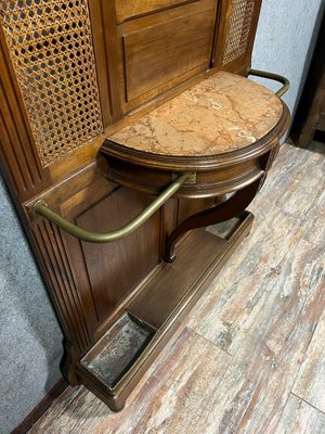 Napoleon III Console Coat Rack in Walnut with Cane Sides, 1850s-MWB-2035921