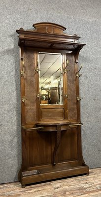 Napoleon III Console Coat Rack in Walnut with Cane Sides, 1850s-MWB-2035921